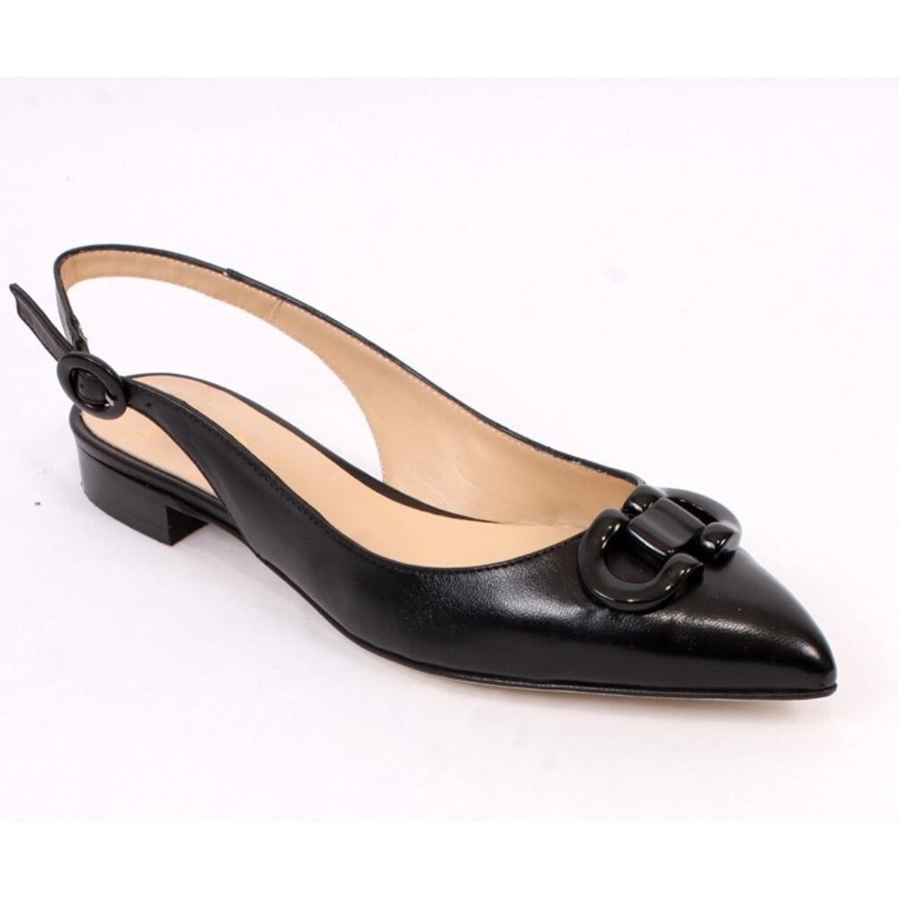 Luca Grossi 822 Black Leather Slingbacks Sandals